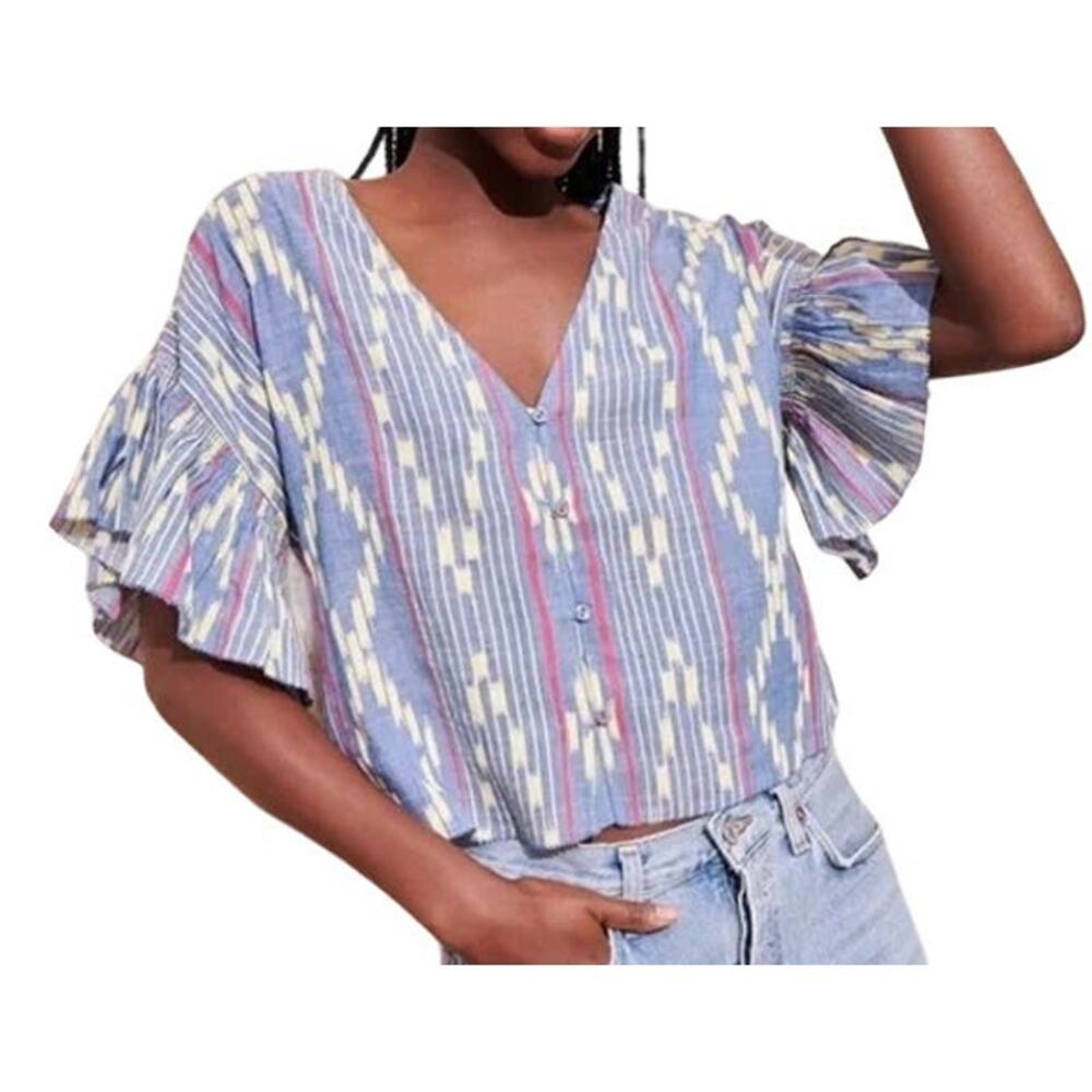 Saylor Women's Multicolor Emely Crop Top Blouse Size Medium NEW